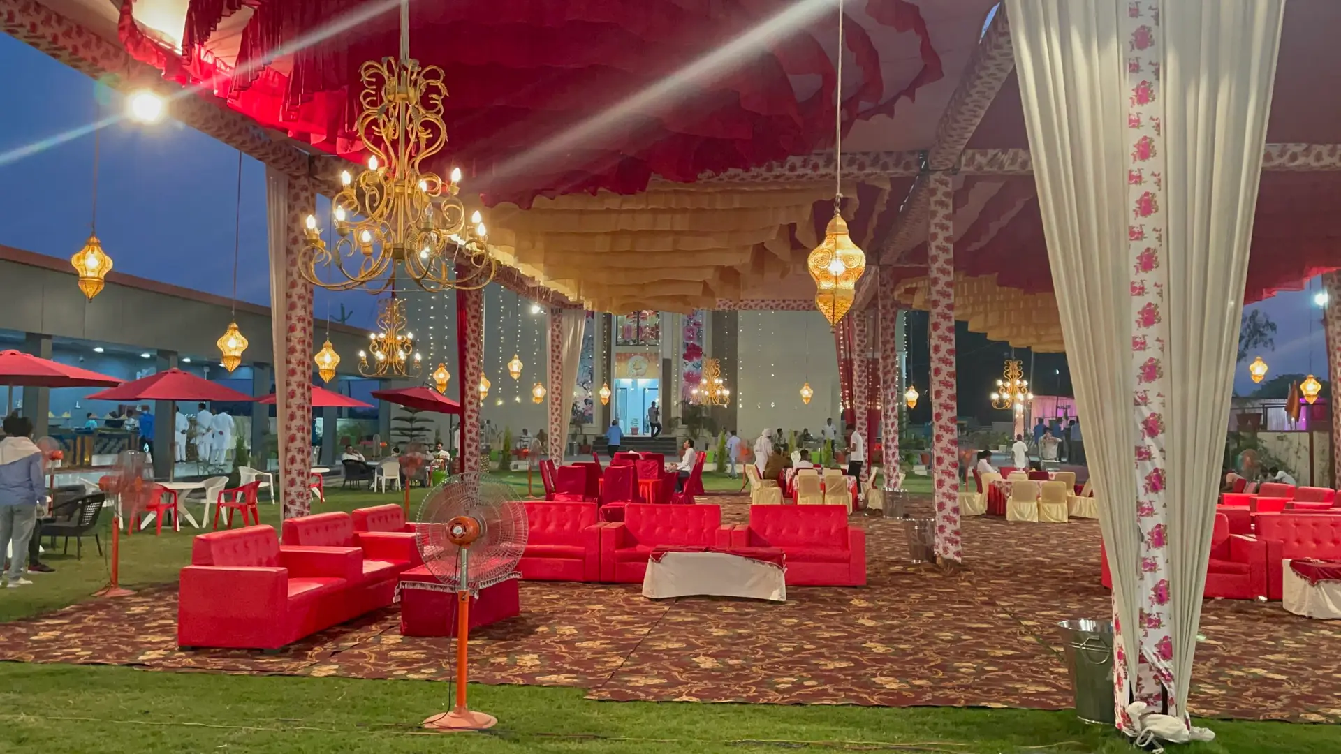 Outdoor wedding setup at SD Farm Dhand Kaithal