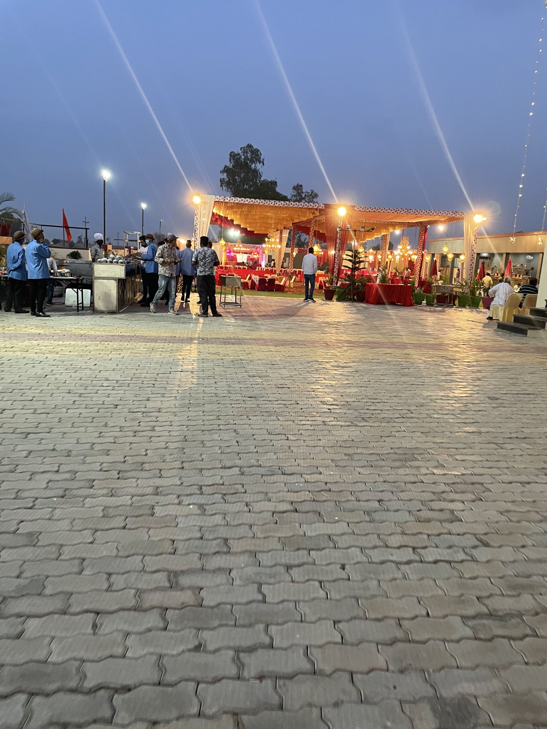 SD Farm Dhand lit up at night – Book your wedding venue in Dhand, District Kaithal, Haryana