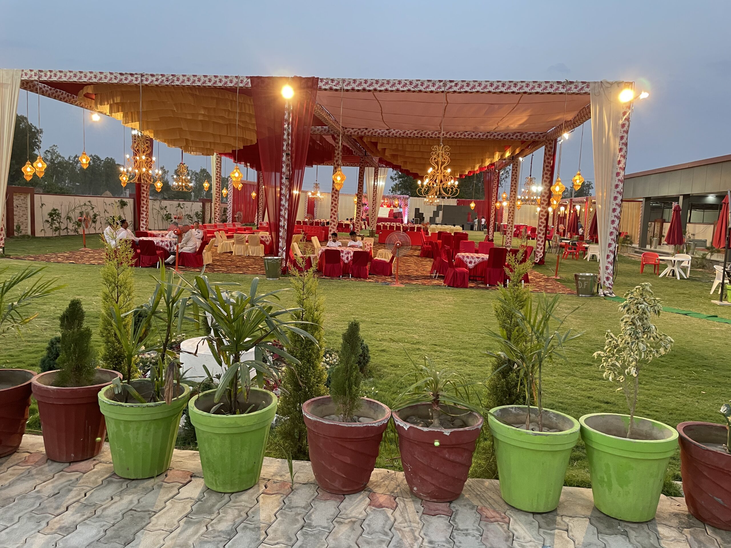 Grand nighttime celebration at SD Farm Dhand wedding venue in Haryana