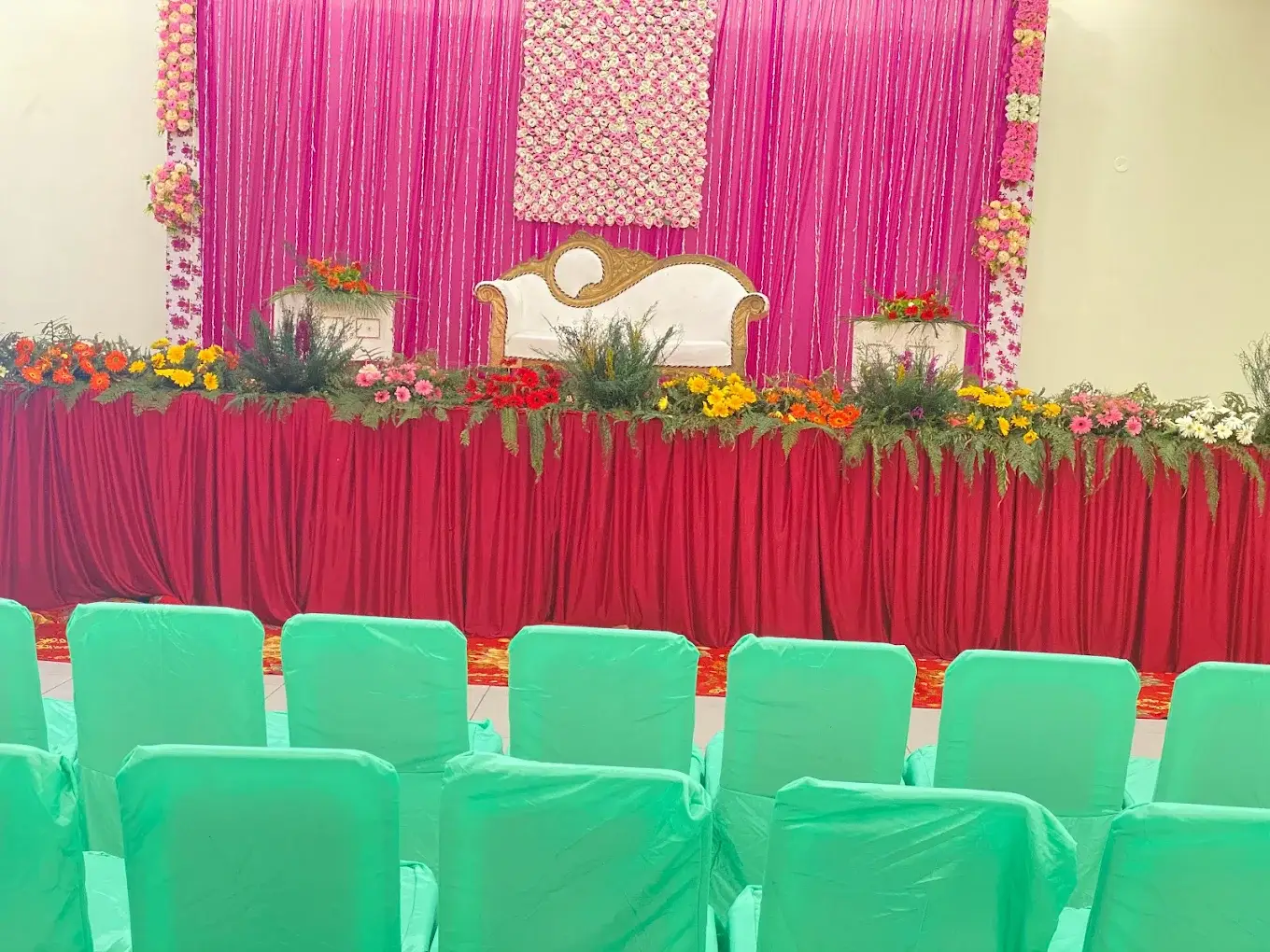 Stage decoration at SD Farm Dhand
